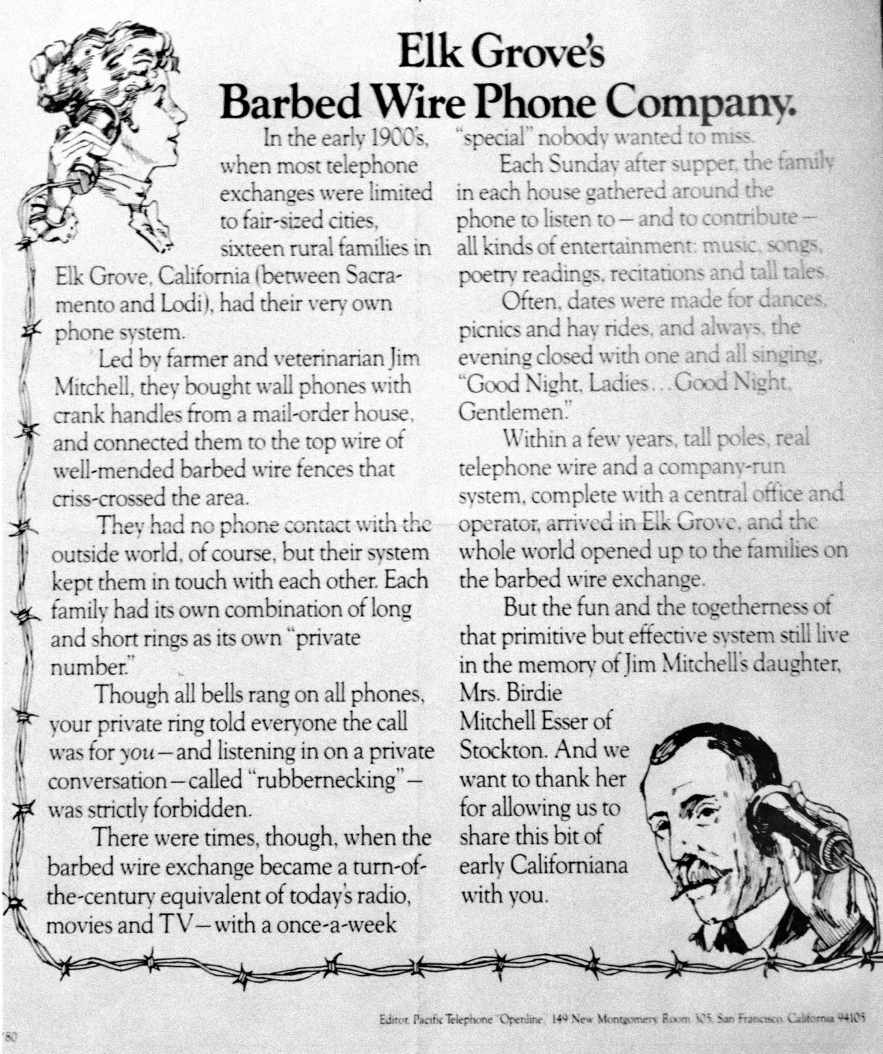 Barbed Wire Phone Company Elk Grove Historical Society